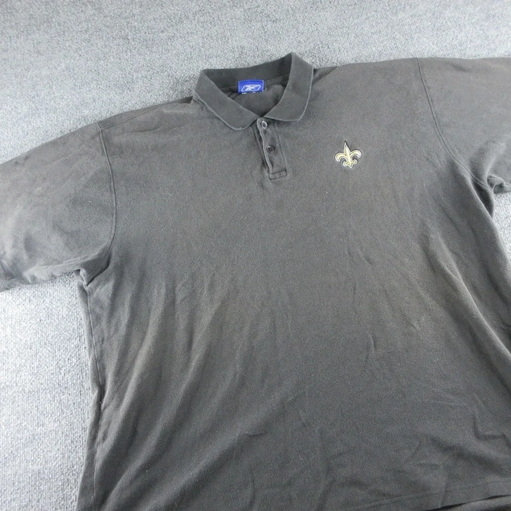 New Orleans Saints Shirt Mens 2XL Black NFL Football Reebok Polo Short Sleeve